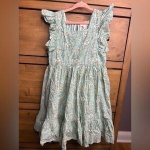 Pink Chicken Green Floral Kids Dress